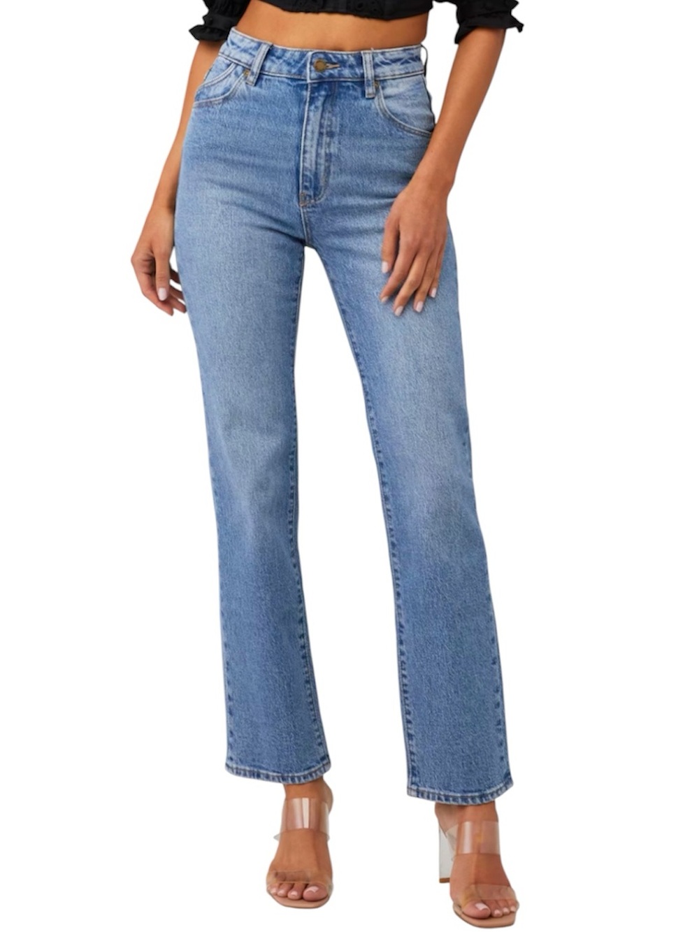 High-Rise Straight Leg Women's Jeans in Light Blue